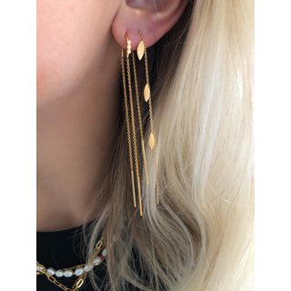 STINE A - Three Dots Double Chain Earring Piece - Gold