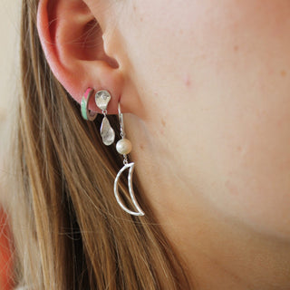STINE A - Bella Moon Earring W/Pearl - Silver