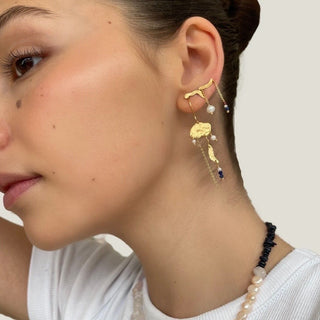 STINE A - Long Gold Splash Earring - Chain & Color Pop