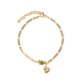 STINE A - Glimpse Figaro Bracelet With Green Stone