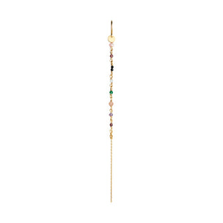 STINE A - Petit Gemstones W/Long Chain Earring - Forrest Mix