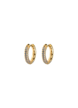 Emilia by Bon Dep - Small Stone Covered Hoops - Blue
