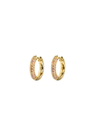 Emilia by Bon Dep - Small Stone Covered Hoops - Brown