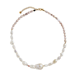 STINE A - Chunky Glamour Pearl Necklace - White & Rose
